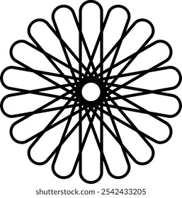 A black and white drawing of a mandala vector design