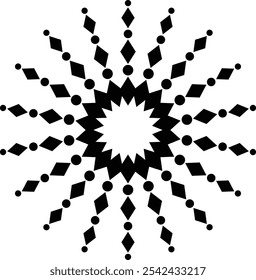 A black and white drawing of a mandala vector design