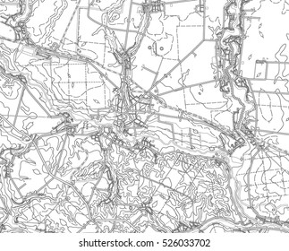 black and white drawing of a map of the Kiev Region. Vector Illustration
