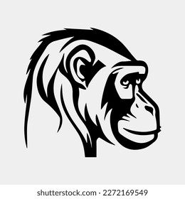A black and white drawing of a monkey sitting down.