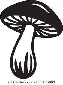 A black and white drawing of a mushroom