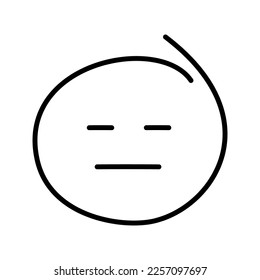 A black and white drawing of an ordinary emoticon with closed eyes and mouth.