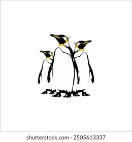 a black and white drawing of a penguins with a feather on its head.penguin vector illustration. black and white penguins isolated 