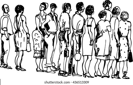 1 739 im genes de Queue drawing Im genes fotos y vectores de stock