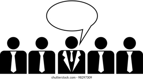 Black and white drawing of a People Talking. vector illustration