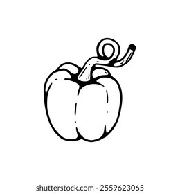 A black and white drawing of a pepper
