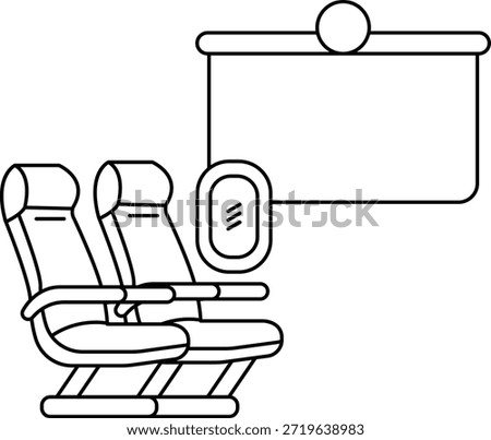 A black and white drawing of a plane with a projector screen in front of it. The plane is on the left side of the image and the projector screen is on the right