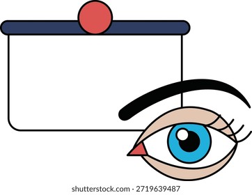 Un dibujo en blanco y negro de una olla y un ojo. El ojo está mirando la olla, como si tuviera curiosidad por ella. La olla se coloca sobre una mesa y es un objeto simple y cotidiano