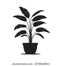 A black and white drawing of a potted plant