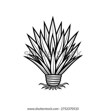A black and white drawing of a potted plant