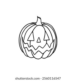 A black and white drawing of a pumpkin