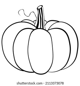 Dibujo en blanco y negro de una calabaza para colorear. Verduras para colorear libros. Ilustración del vector