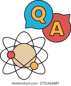 Eine schwarz-weiße Zeichnung eines Fragezeichens und ein A mit einem Kreis in der Mitte. Die Zeichnung ist einfach und sauber, mit einem Fokus auf das Fragezeichen und A. Szene ist neugierig und neugierig
