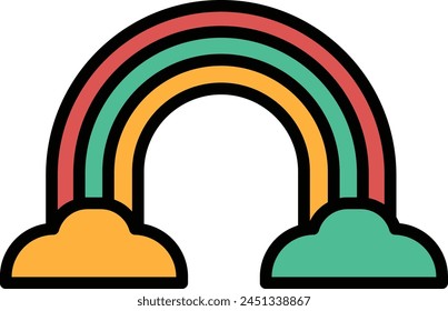Dibujo en blanco y negro de un arco iris con nubes en el fondo. El arco iris es curvo y abarca todo el ancho de la Imagen