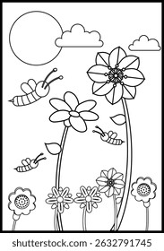 A black and white drawing ready to be painted