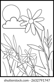 Um desenho em preto e branco pronto para ser pintado