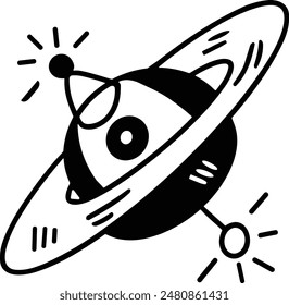 A black and white drawing of a satellite. The satellite is on a tripod and has a black and white color scheme