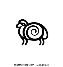 Black and white drawing of sheep - for stylized icon or sign template