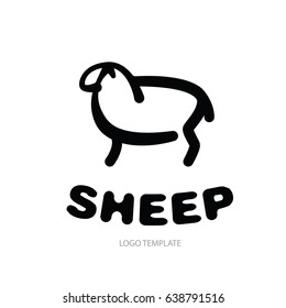 Black and white drawing of sheep - for stylized icon or sign template