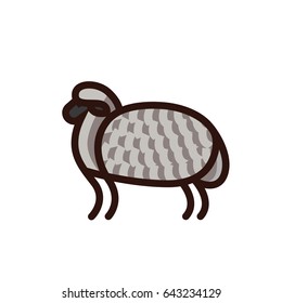 Black and white drawing of sheep - for stylized icon or sign template