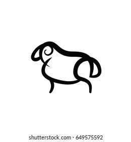 Black and white drawing of sheep - for stylized icon or sign template