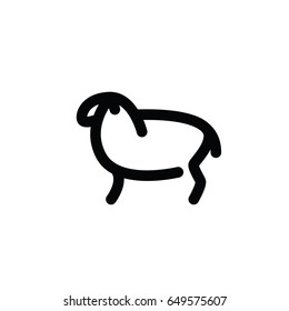 Black and white drawing of sheep - for stylized icon or sign template