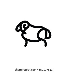 Black and white drawing of sheep - for stylized icon or sign template