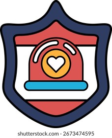 Un dibujo en blanco y negro de un escudo con un corazón. El escudo es un símbolo de protección y el corazón representa amor y cuidado