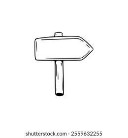 A black and white drawing of a signpost