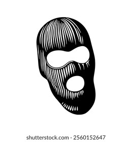 A black and white drawing of a ski mask