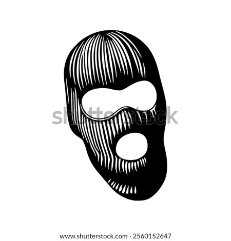 A black and white drawing of a ski mask