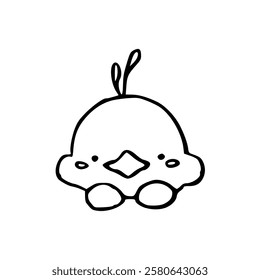 A black and white drawing of a small bird