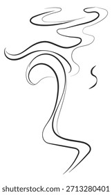 A black and white drawing of smoke with a tree in the middle