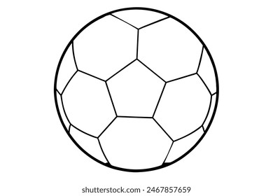 Dibujo en blanco y negro de una pelota de fútbol sobre fondo blanco