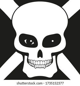 Black and white drawing. Social Media Avatar. Cartoon skull. Fear and horror.