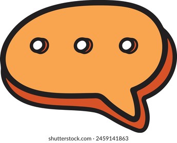 A black and white drawing of a speech bubble with dots in the middle. The speech bubble is drawn in a cartoon style and has a playful, lighthearted feel to it