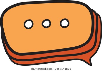 A black and white drawing of a speech bubble with dots in the middle. The speech bubble is drawn in a cartoon style and has a playful, lighthearted feel to it