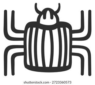 Un dibujo en blanco y negro de una araña con una cabeza Grande y dos ojos Grandes