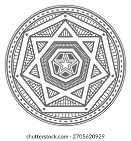 A black and white drawing of a star and a star with a star inside of it
