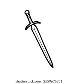 A black and white drawing of a sword