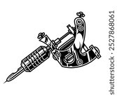 a black and white drawing of a tattoo machine