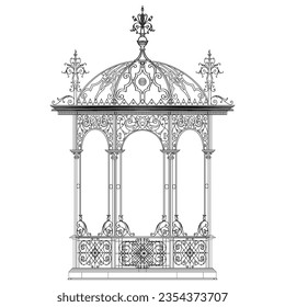 A black and white drawing of a tomb