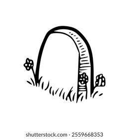 A black and white drawing of a tombstone