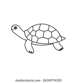 Um desenho preto e branco de uma tartaruga