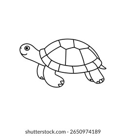 A black and white drawing of a turtle
