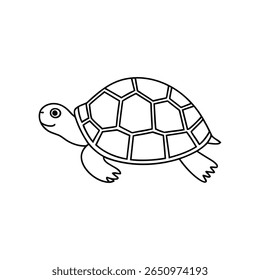 A black and white drawing of a turtle
