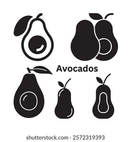 A black and white drawing of two avocados