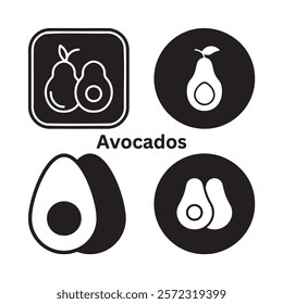 A black and white drawing of two avocados