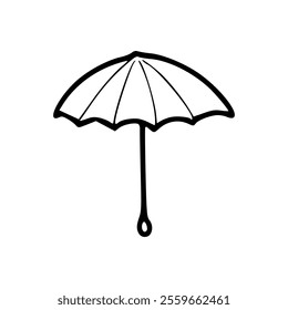 A black and white drawing of an umbrella