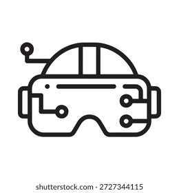 a black and white drawing of a vr headset